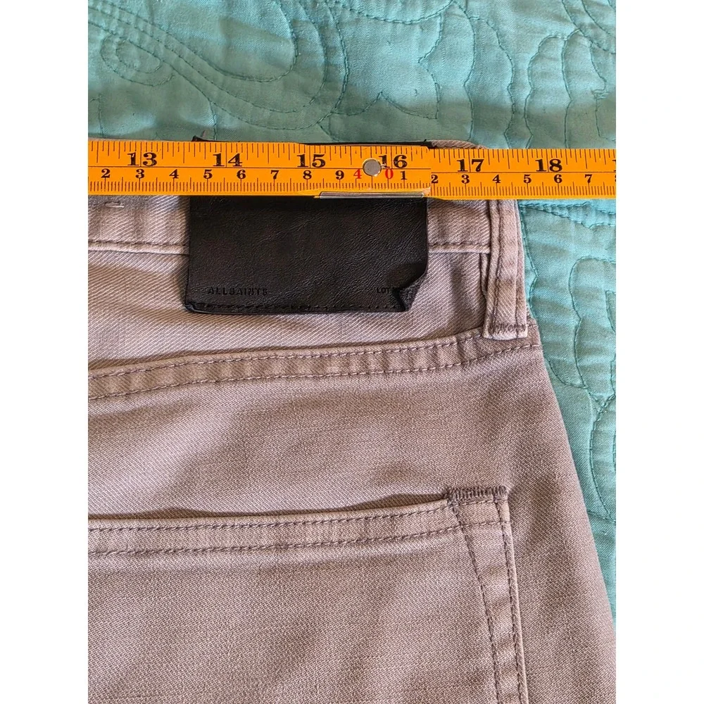 AllSaints Razor Skinny Fit Jeans Mens‎ 33 Light Grey Button Fly Denim ME044E